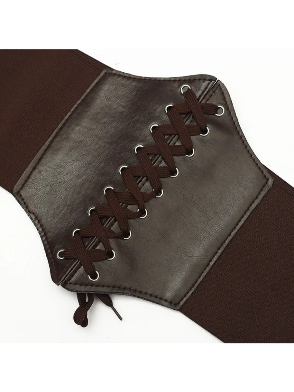 2/$30 New Brown Corset Belt XS/S Vintage Inspired Lace-up Cinch Elastic Waist Be - Picture 4 of 5
